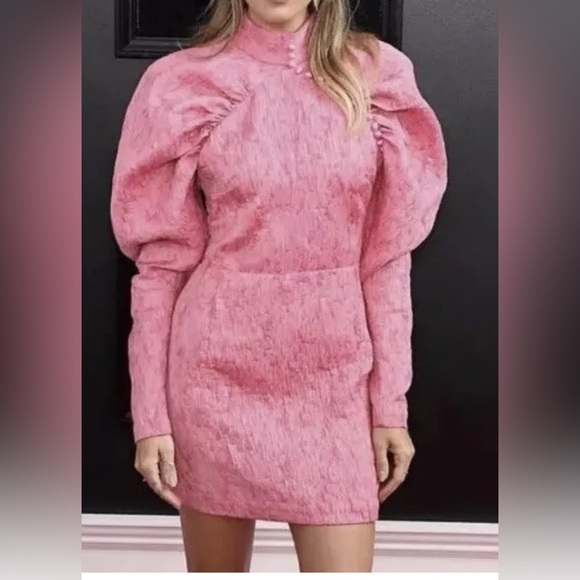 ROTATE Birger Christensen Pink Jacquard Mini Dress Punk/Gothic Influencer - Picture 2 of 6